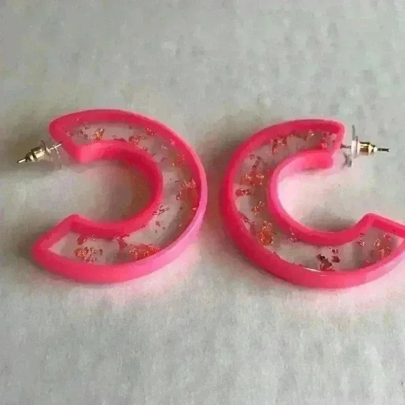 INC new Gold Tone Medium Resin Speckled in Pink - Picture 8 of 8